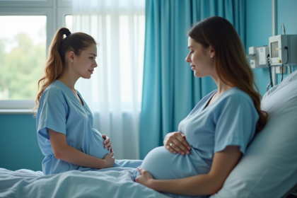 Jeune femme enceinte dans une salle d'hôpital calme