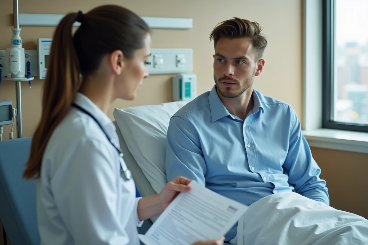 Jeune homme sur un lit d