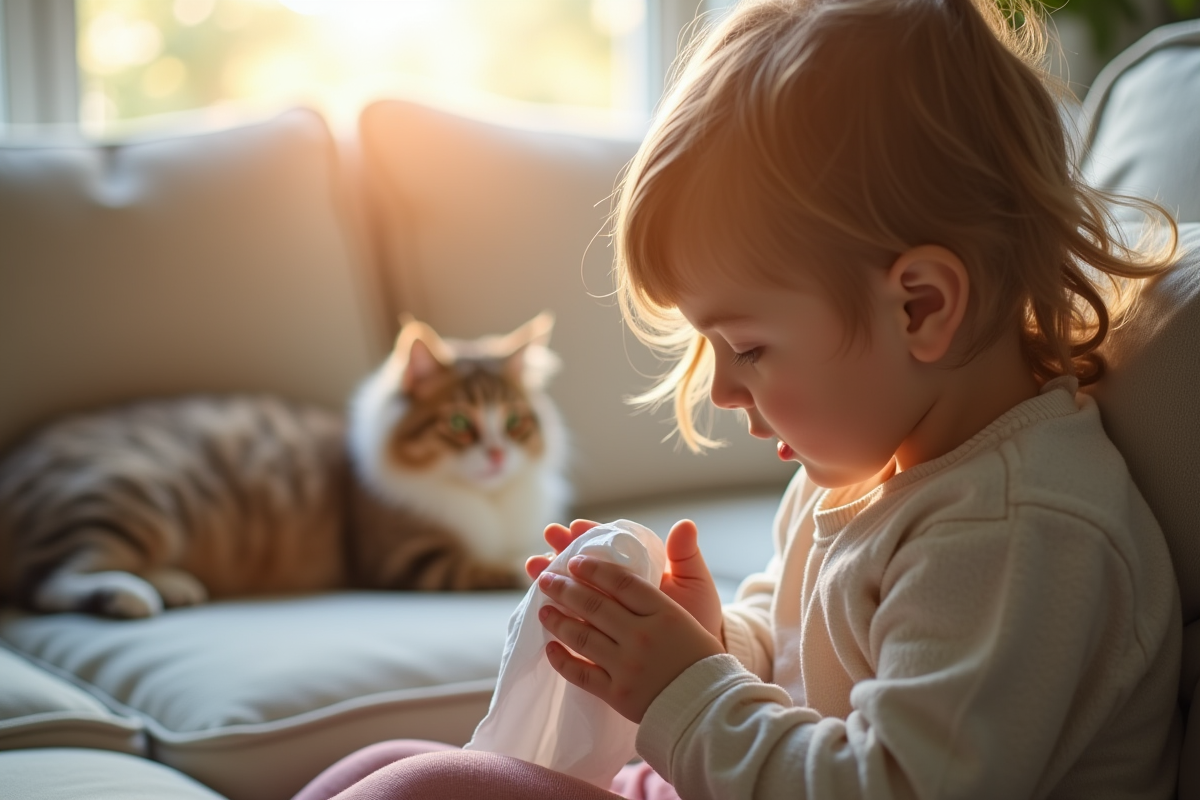 Mère essuyant les mains de l