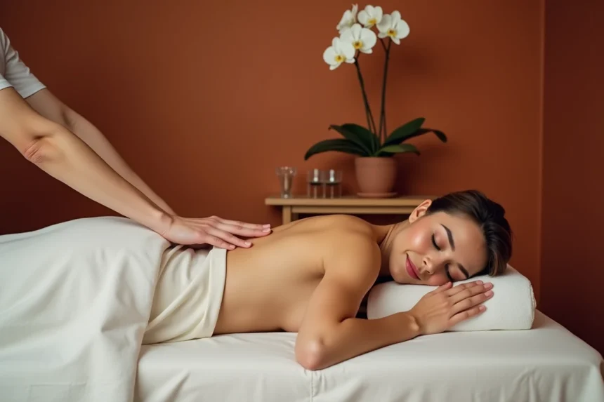 Femme recevant un massage bien-être dans un spa à Toulouse le dimanche