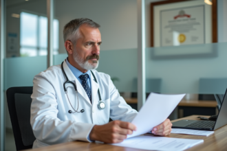 Médecin homme en consultation dans un bureau moderne