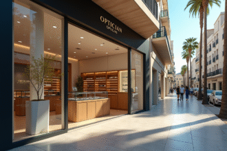 Boutique d'opticien moderne sur la Côte d'Azur ensoleillée