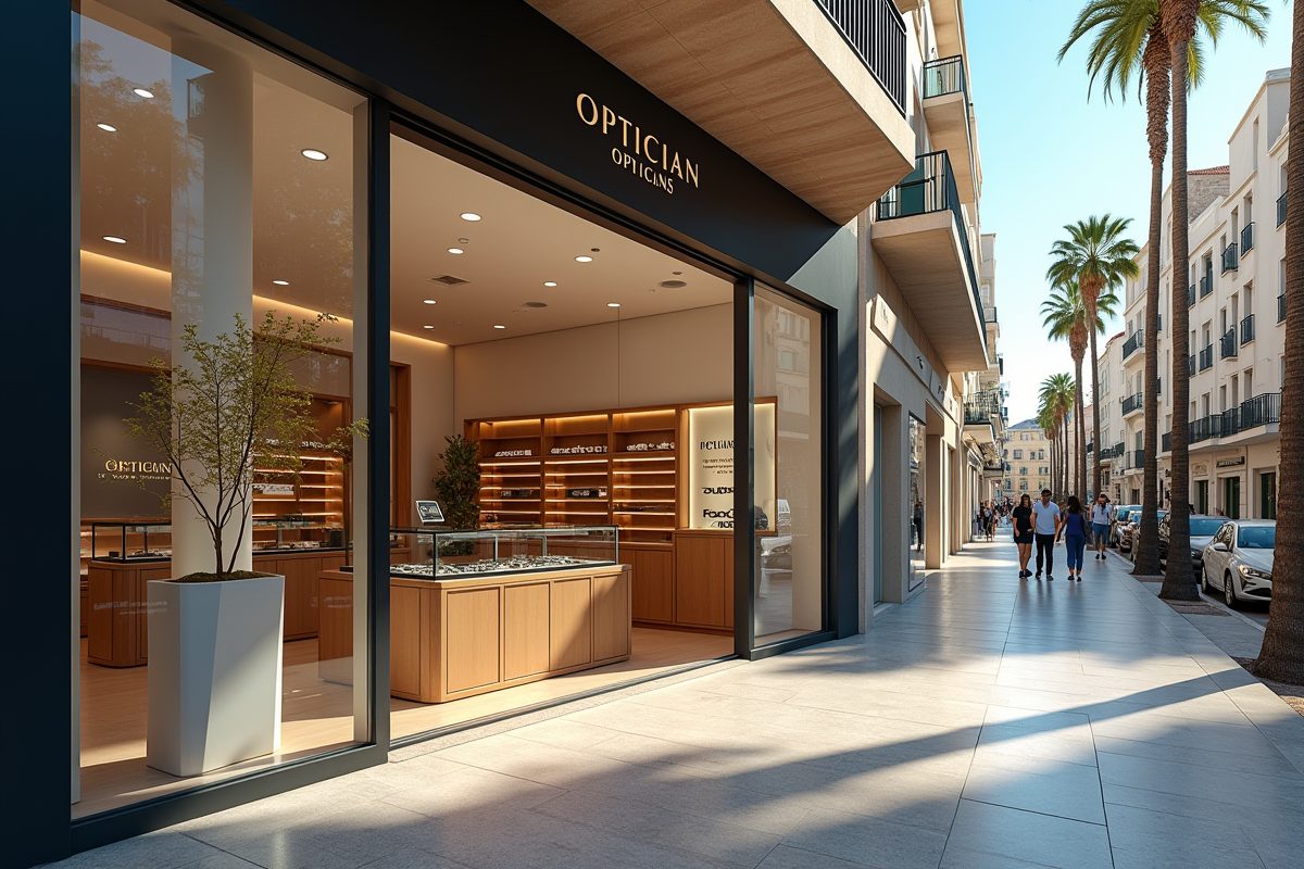 Boutique d'opticien moderne sur la Côte d'Azur ensoleillée