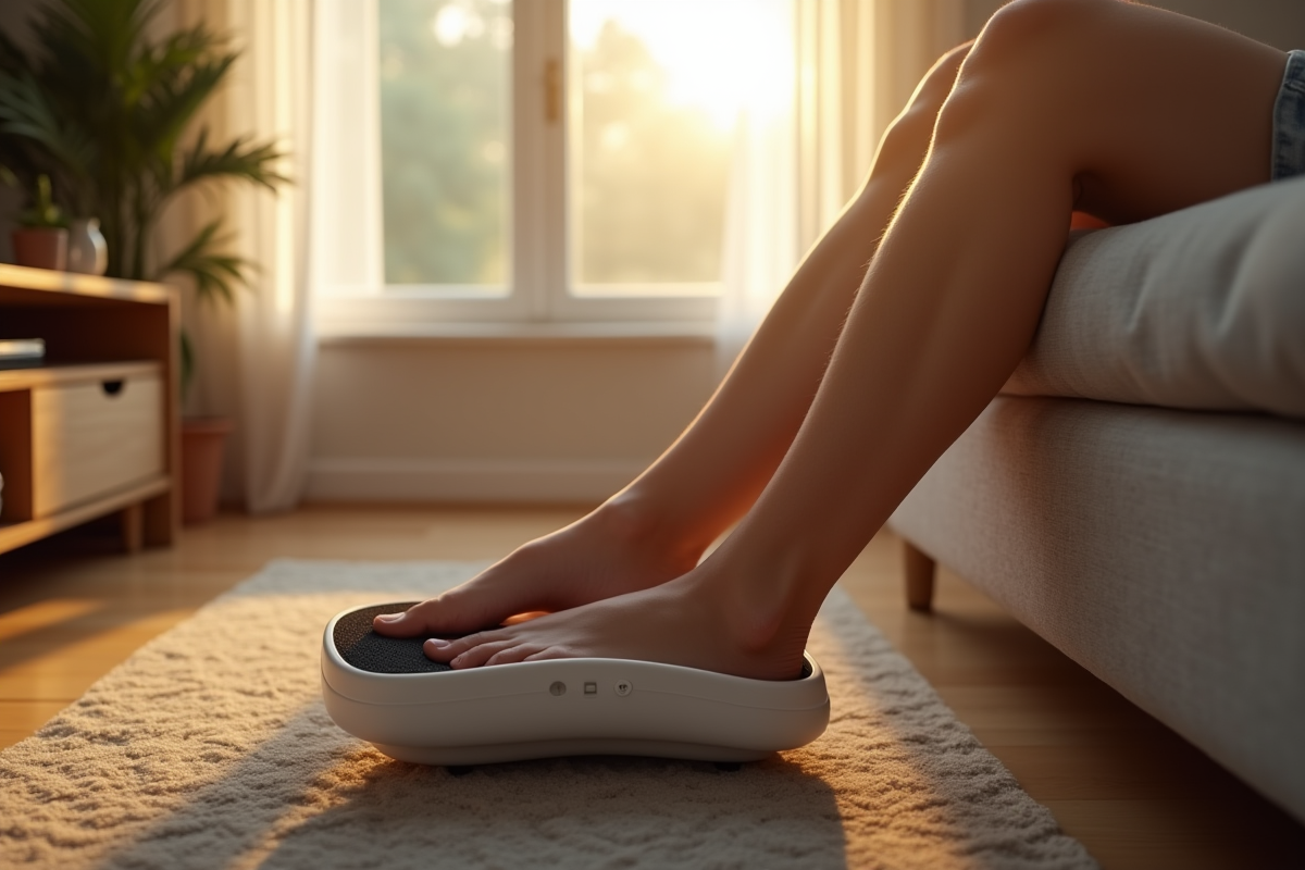 Salon moderne avec personne utilisant un massage-pieds électrique